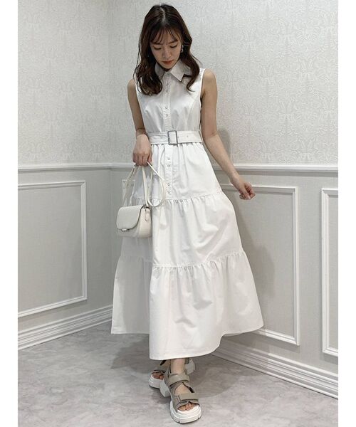 dazzlin（ダズリン）の「メタルボタンティアードワンピース（ワンピース・レディース・ベージュ/オフホワイト/インディゴブルー・FREE）」の9枚目の写真