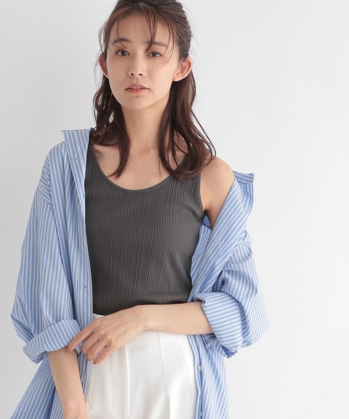 Andemiu（アンデミュウ）の「テレコタンク272897（タンクトップ・レディース・オフホワイト/ブラック/グレー・FREE）」の3枚目の写真