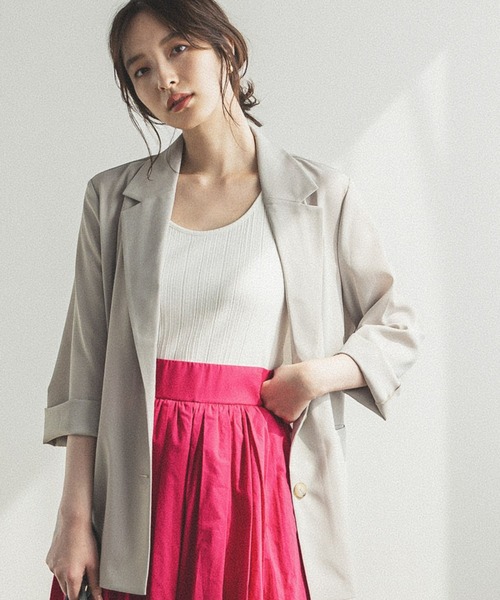 Andemiu（アンデミュウ）の「テレコタンク272897（タンクトップ・レディース・オフホワイト/ブラック/グレー・FREE）」の2枚目の写真