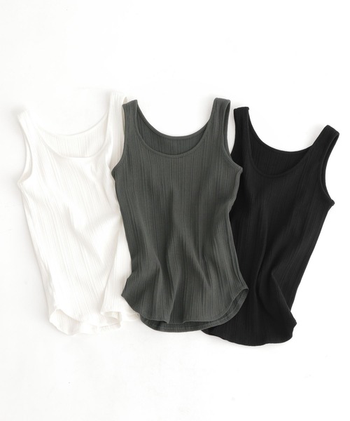 Andemiu（アンデミュウ）の「テレコタンク272897（タンクトップ・レディース・オフホワイト/ブラック/グレー・FREE）」の14枚目の写真