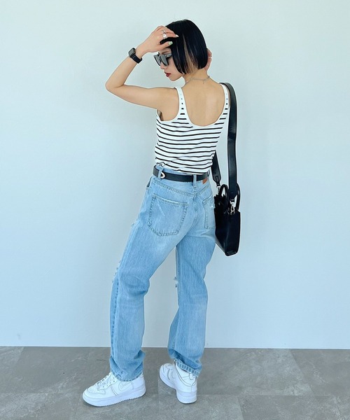 PAGEBOY(ページボーイ)の「バックオープンカップタンク(タンクトップ・レディース・ブラック/オフホワイト/ホワイト×ブラック/ベージュ系その他・FREE)」の8枚目の写真