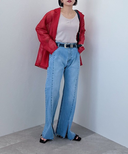 PAGEBOY(ページボーイ)の「バックオープンカップタンク(タンクトップ・レディース・ブラック/オフホワイト/ホワイト×ブラック/ベージュ系その他・FREE)」の12枚目の写真