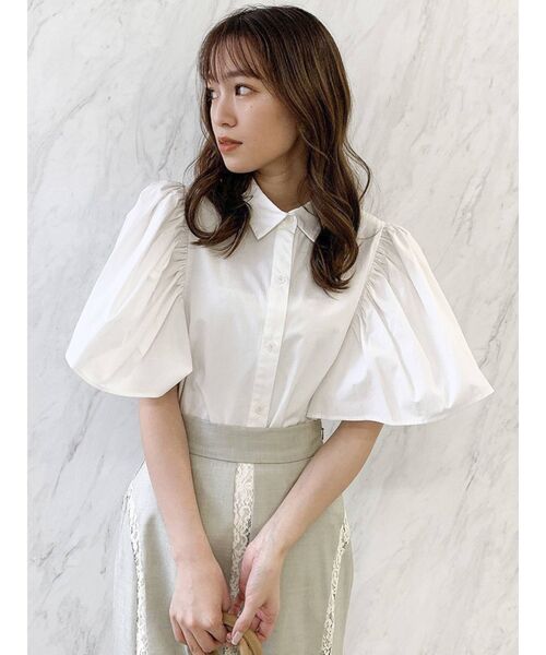 dazzlin（ダズリン）の「フレアスリーブショートシャツ（シャツ/ブラウス・レディース・オフホワイト/ブラック/ラベンダー・FREE）」の8枚目の写真
