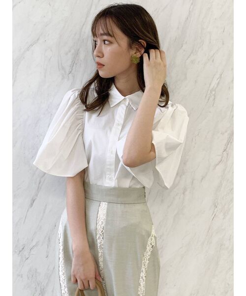 dazzlin（ダズリン）の「フレアスリーブショートシャツ（シャツ/ブラウス・レディース・オフホワイト/ブラック/ラベンダー・FREE）」の9枚目の写真