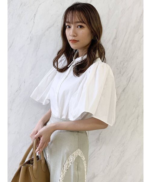 dazzlin（ダズリン）の「フレアスリーブショートシャツ（シャツ/ブラウス・レディース・オフホワイト/ブラック/ラベンダー・FREE）」の10枚目の写真