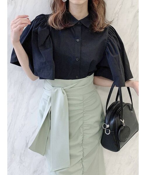 dazzlin（ダズリン）の「フレアスリーブショートシャツ（シャツ/ブラウス・レディース・オフホワイト/ブラック/ラベンダー・FREE）」の17枚目の写真