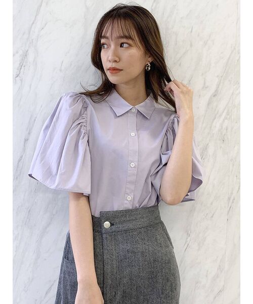 dazzlin（ダズリン）の「フレアスリーブショートシャツ（シャツ/ブラウス・レディース・オフホワイト/ブラック/ラベンダー・FREE）」の3枚目の写真