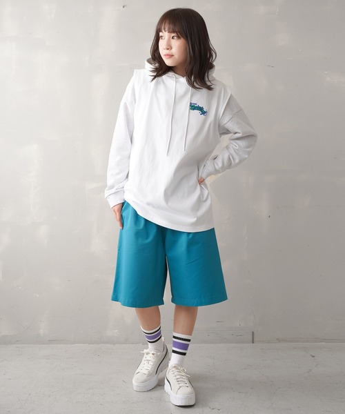 SPINNS（スピンズ）の「TWL素材 カラーハーフパンツ（その他パンツ・レディース・ブラック/ベージュ/ブルー/レッド/キャメル/オリーブ/オフホワイト・ONESIZE）」の11枚目の写真