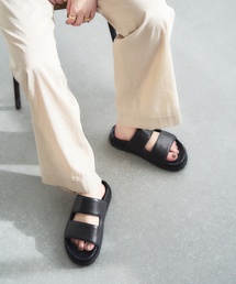 GRISE レザーVIBRAM Wベルトミュールサンダル