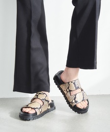 GRISE レザーVIBRAM Wベルトミュールサンダル