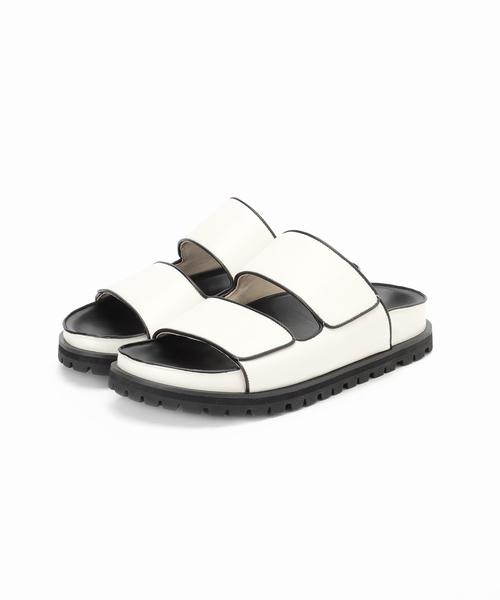 セール】GRISE レザーVIBRAM Wベルトミュールサンダル（サンダル