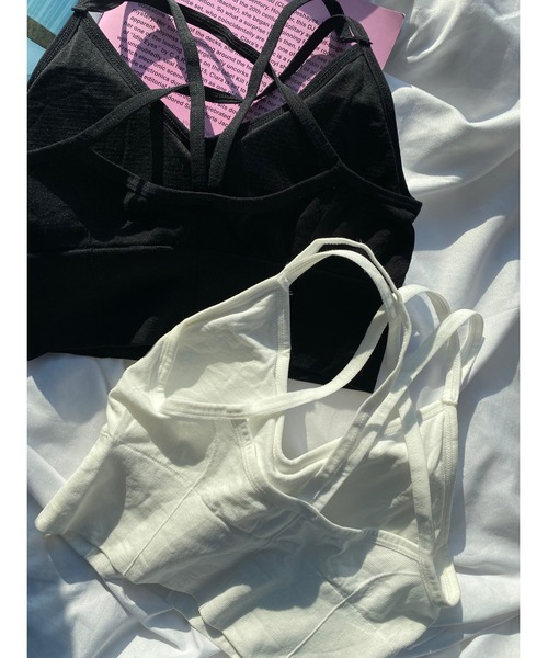 WC（ダブル シー）の「クロスデザインキャミ（キャミソール・レディース・ブラック/ホワイト・FREE）」の3枚目の写真