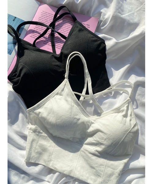 WC（ダブル シー）の「クロスデザインキャミ（キャミソール・レディース・ブラック/ホワイト・FREE）」の4枚目の写真