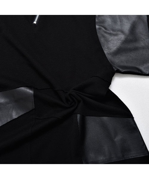 CIVARIZE(シヴァーライズ)の「『CIVARIZE/シヴァーライズ』PUレザー切り替えパッチワークショルダーZIPTシャツ(Tシャツ/カットソー・メンズ・ホワイト/ブラック・FREE)」の22枚目の写真