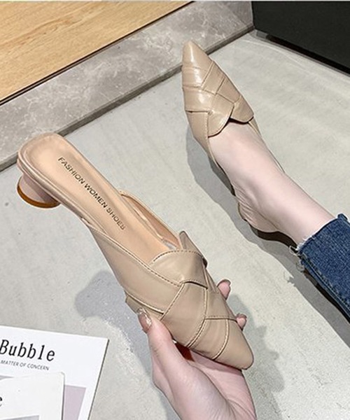 STYLEBLOCK(スタイルブロック)の「編み込み風デザインミュール(サンダル・レディース・ベージュ系その他/イエロー/ベージュ/ブラック/レッド/グリーン・38/35/39/36/37/34/40)」の4枚目の写真