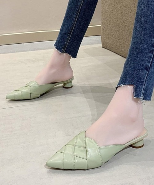 STYLEBLOCK(スタイルブロック)の「編み込み風デザインミュール(サンダル・レディース・ベージュ系その他/イエロー/ベージュ/ブラック/レッド/グリーン・38/35/39/36/37/34/40)」の5枚目の写真