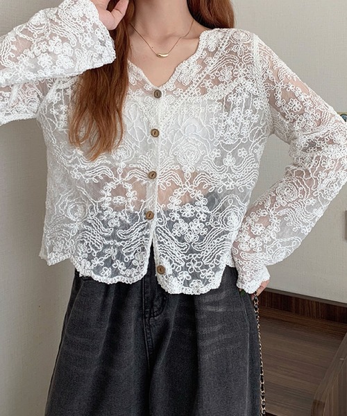 Primazel（プリマゼル）の「フラワーレースカーディガン（カーディガン/ボレロ・レディース・ホワイト/クリーム・M）」の8枚目の写真