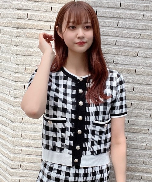 Crea titty&Co. PETIT（クレアティティーアンドコープチ）の「【Crea titty&Co.PETIT】ブロックチェックニットセットアップ（ワンピース・レディース・ブラック/ピンク・FREE）」の3枚目の写真