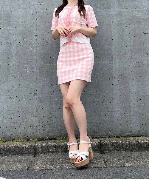 Crea titty&Co. PETIT（クレアティティーアンドコープチ）の「【Crea titty&Co.PETIT】ブロックチェックニットセットアップ（ワンピース・レディース・ブラック/ピンク・FREE）」の14枚目の写真