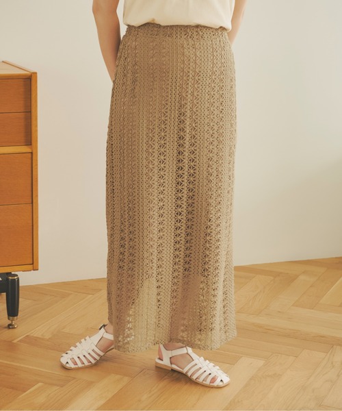 Ambre Neige(アンブルネージュ)の「レースナロースカート/【WEB/EC限定商品】(スカート・レディース・オレンジ/アイボリー/モカ・SMALL/MEDIUM)」の6枚目の写真