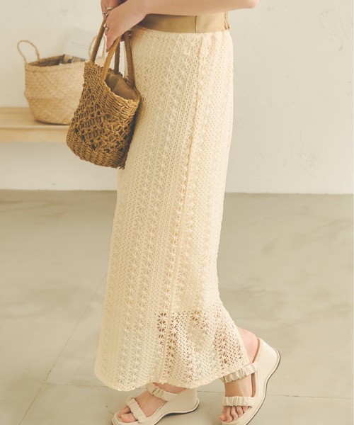 Ambre Neige(アンブルネージュ)の「レースナロースカート/【WEB/EC限定商品】(スカート・レディース・オレンジ/アイボリー/モカ・SMALL/MEDIUM)」の12枚目の写真