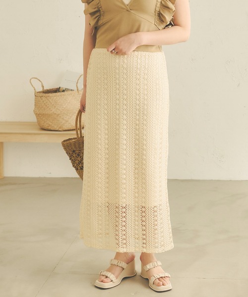 Ambre Neige(アンブルネージュ)の「レースナロースカート/【WEB/EC限定商品】(スカート・レディース・オレンジ/アイボリー/モカ・SMALL/MEDIUM)」の16枚目の写真