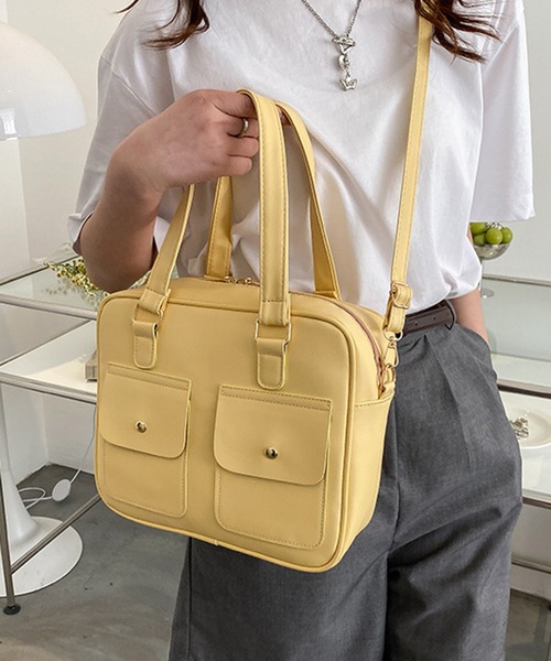 STYLEBLOCK（スタイルブロック）の「ポケットデザイン2WAYショルダーバッグ（ショルダーバッグ・レディース・ブラウン/ブルー/ブラック/ホワイト/グリーン/イエロー・FREE）」の6枚目の写真