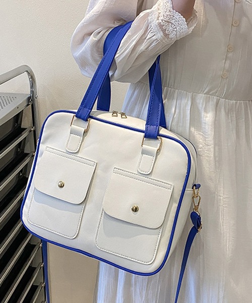 STYLEBLOCK（スタイルブロック）の「ポケットデザイン2WAYショルダーバッグ（ショルダーバッグ・レディース・ブラウン/ブルー/ブラック/ホワイト/グリーン/イエロー・FREE）」の5枚目の写真