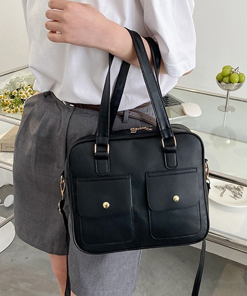 STYLEBLOCK（スタイルブロック）の「ポケットデザイン2WAYショルダーバッグ（ショルダーバッグ・レディース・ブラウン/ブルー/ブラック/ホワイト/グリーン/イエロー・FREE）」の1枚目の写真