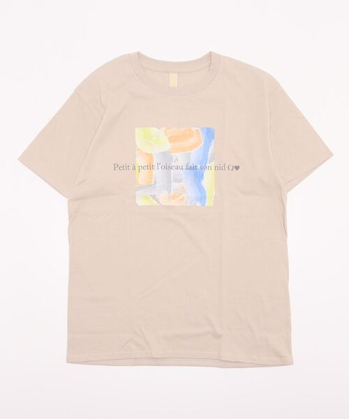 Q(キュー)の「picture T(Tシャツ/カットソー・レディース・ブラック/ベージュ・MEDIUM)」の7枚目の写真