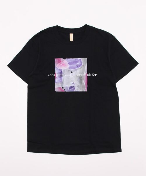 Q(キュー)の「picture T(Tシャツ/カットソー・レディース・ブラック/ベージュ・MEDIUM)」の6枚目の写真