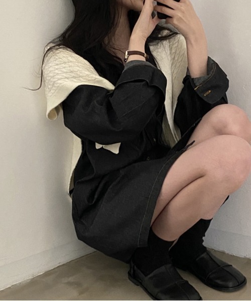 by muni:r（バイ ムニール）の「デイリーポケットデニムワンピース（ワンピース・レディース・ブラック/ブルー・FREE）」の9枚目の写真