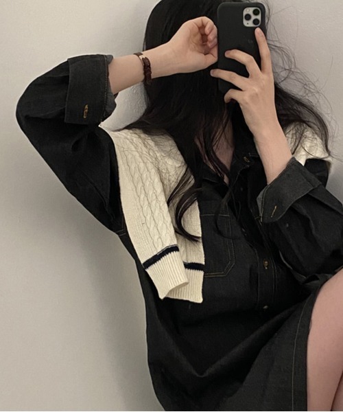 by muni:r（バイ ムニール）の「デイリーポケットデニムワンピース（ワンピース・レディース・ブラック/ブルー・FREE）」の8枚目の写真