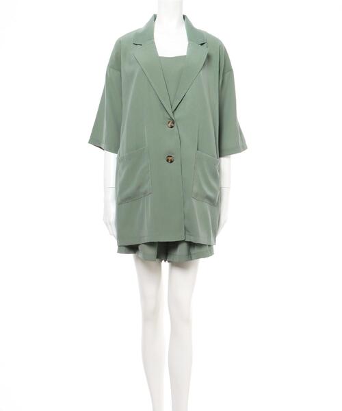 INGNI(イング)の「【3点SET】ジャケットセットアップ(その他トップス・レディース・ブラック/ベージュ/カーキ・M)」の4枚目の写真