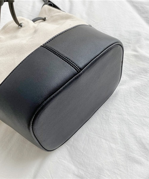 SETUP7（セットアップセブン）の「【SETUP7】キャンバスポータブル巾着バケットバッグ KNF（ショルダーバッグ・レディース・ブラック/ホワイト/ベージュ/ブラウン・FREE）」の14枚目の写真