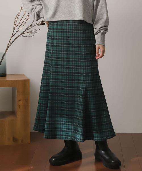 SENSE OF PLACE by URBAN RESEARCH（センスオブプレイスバイアーバンリサーチ）の「チェックマーメイドスカート（スカート・レディース・ベージュ系その他/グリーン系その他/ブルー系その他・SMALL/MEDIUM）」の15枚目の写真