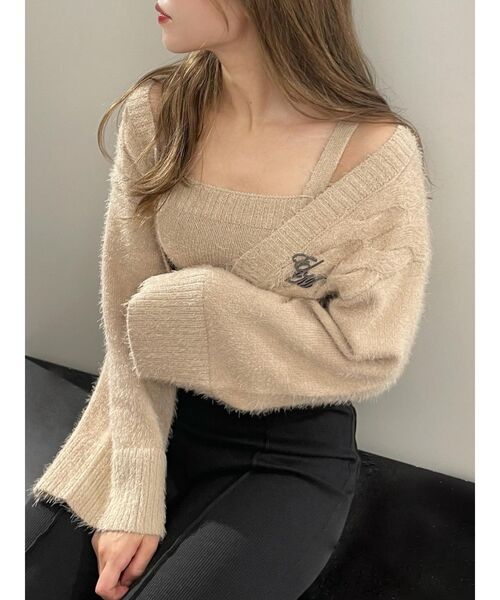 EATME（イートミー）の「セパレートケーブル編みニット（ニット/セーター・レディース・ブラック/ブラウン/ベージュ・FREE）」の3枚目の写真