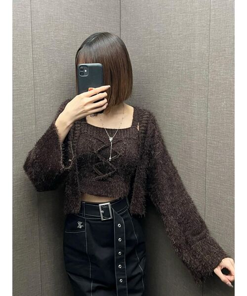 EATME（イートミー）の「セパレートケーブル編みニット（ニット/セーター・レディース・ブラック/ブラウン/ベージュ・FREE）」の4枚目の写真