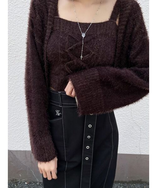 EATME（イートミー）の「セパレートケーブル編みニット（ニット/セーター・レディース・ブラック/ブラウン/ベージュ・FREE）」の6枚目の写真