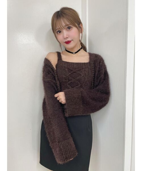 EATME（イートミー）の「セパレートケーブル編みニット（ニット/セーター・レディース・ブラック/ブラウン/ベージュ・FREE）」の16枚目の写真