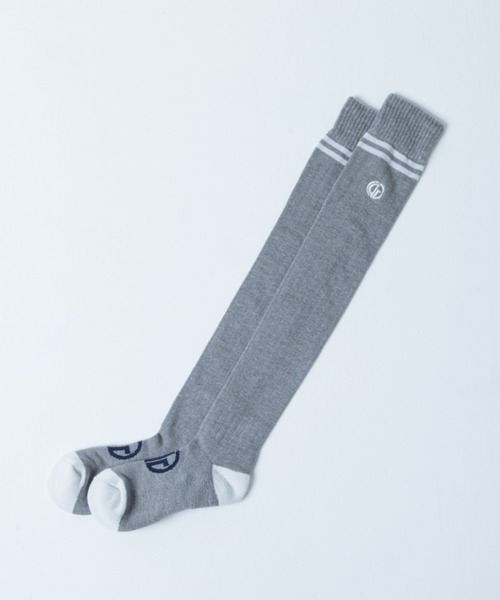 CPG GOLF（シーピージーゴルフ）の「Double border knee high socks（ダブルボーダーニーハイソックス）（ソックス/靴下・メンズ・ホワイト/ネイビー/グレー・ONE SIZE）」の2枚目の写真