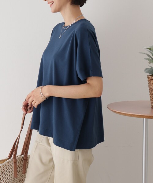 DRESKIP(ドレスキップ)の「◆ゆったりテントラインTシャツ(Tシャツ/カットソー・レディース・ブルー/グレー系その他/パープル系4/ブラック/ライトベージュ・00)」の4枚目の写真