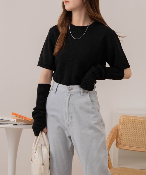 WEGO（ウィゴー）の「WEGO/アームウォーマーニットトップス（ニット/セーター・レディース・ブラック/サックスブルー/ピンク/アイボリー・FREE）」の15枚目の写真