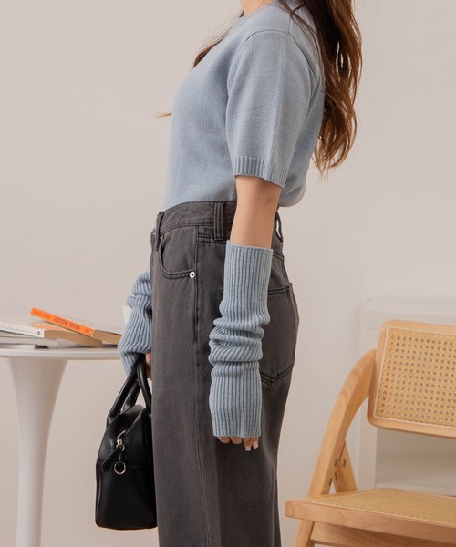 WEGO（ウィゴー）の「WEGO/アームウォーマーニットトップス（ニット/セーター・レディース・ブラック/サックスブルー/ピンク/アイボリー・FREE）」の21枚目の写真