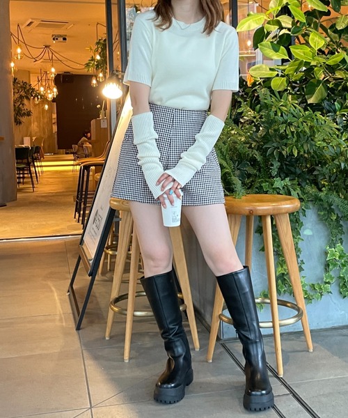 WEGO（ウィゴー）の「WEGO/アームウォーマーニットトップス（ニット/セーター・レディース・ブラック/サックスブルー/ピンク/アイボリー・FREE）」の5枚目の写真