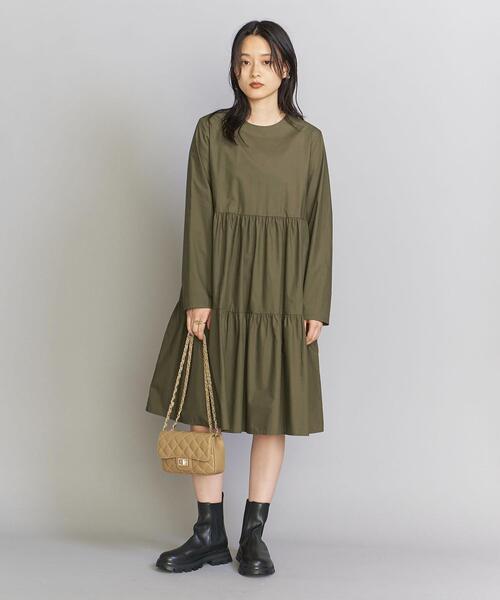 BEAUTY&YOUTH UNITED ARROWS（ビューティーアンドユースユナイテッドアローズ）の「コットン ティアード ミドル ワンピース -ウォッシャブル-（ワンピース・レディース・ブラック/オリーブ/オレンジ・FREE）」の2枚目の写真