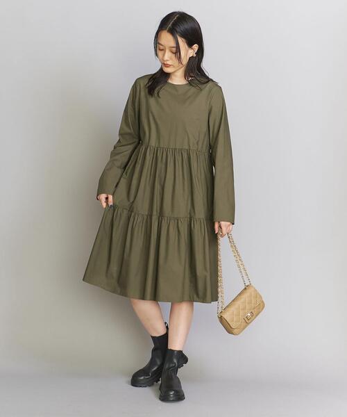 BEAUTY&YOUTH UNITED ARROWS（ビューティーアンドユースユナイテッドアローズ）の「コットン ティアード ミドル ワンピース -ウォッシャブル-（ワンピース・レディース・ブラック/オリーブ/オレンジ・FREE）」の9枚目の写真