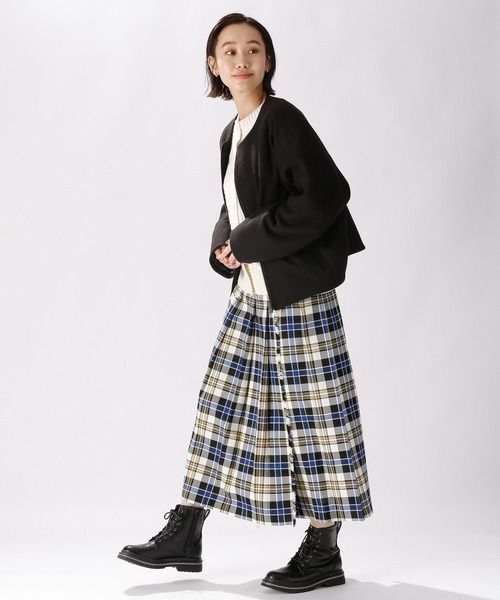 niko and...（ニコアンド）の「ウーリーテックジップブルゾン（ノーカラーコート・レディース・ブラック/サックスブルー/モカ・MEDIUM/LARGE）」の7枚目の写真