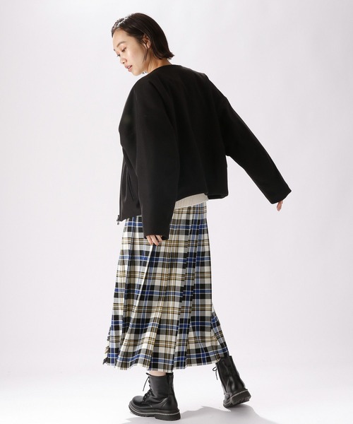 niko and...（ニコアンド）の「ウーリーテックジップブルゾン（ノーカラーコート・レディース・ブラック/サックスブルー/モカ・MEDIUM/LARGE）」の11枚目の写真