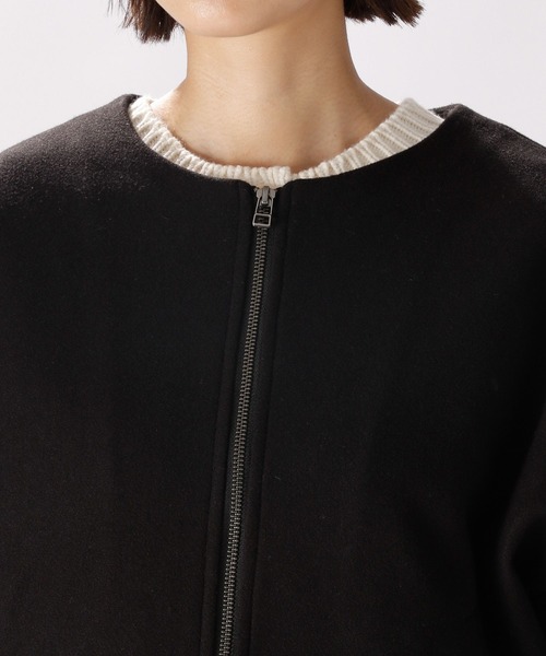 niko and...（ニコアンド）の「ウーリーテックジップブルゾン（ノーカラーコート・レディース・ブラック/サックスブルー/モカ・MEDIUM/LARGE）」の9枚目の写真